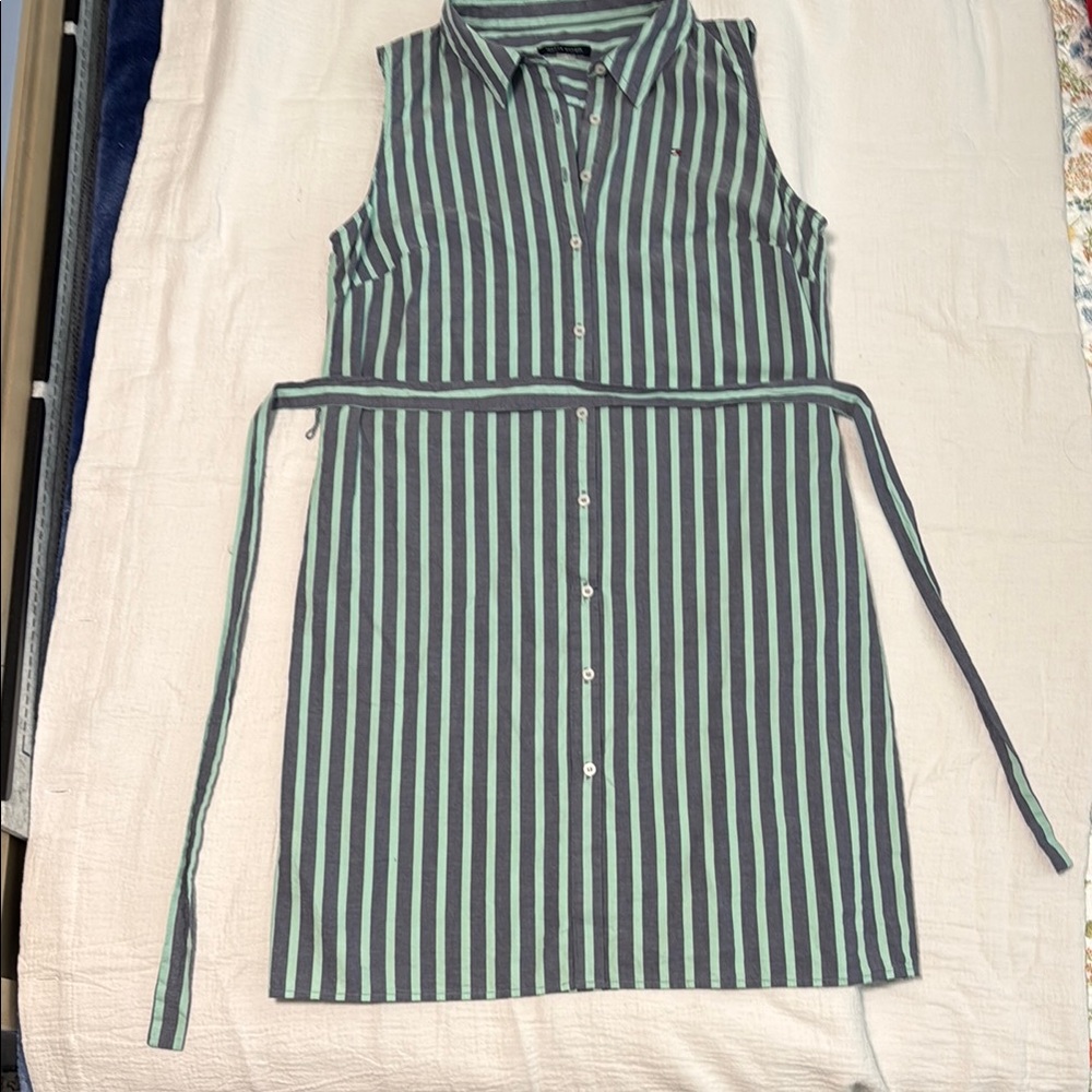 Tommy Hilfiger Striped Sleeveless Dress - Teal and Blue